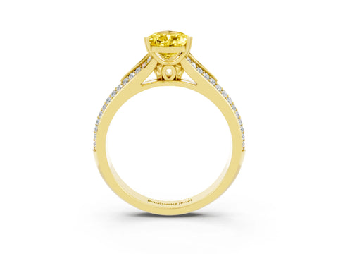 Yellow gold Pear Cut Yellow Sapphire Split Shank Engagement Ring with Pavé Band_27