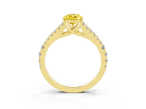 Yellow gold Pear Cut Yellow Sapphire Split Shank Pavé Engagement Ring with Four-Prong Setting_15