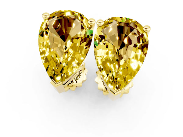 Yellow gold Pear Cut Yellow Sapphire Stud Earrings