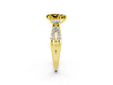 Yellow gold Pear Cut Yellow Sapphire Three-Stone Ring with Pavé Split Shank and Four-Prong Setting_38