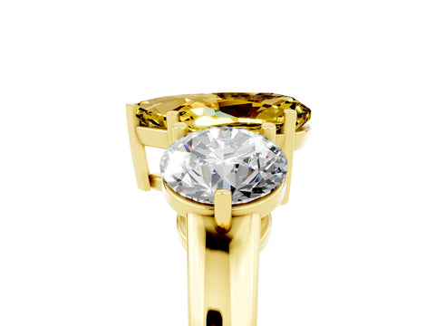 Yellow gold Pear Cut Yellow Sapphire Three-Stone Ring with Prong Setting and Classic Band_5