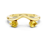Yellow gold Pear Cut Yellow Sapphire Two-Stone Open Band Ring with Prong Setting_18