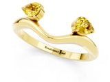 Yellow gold Pear Cut Yellow Sapphire Two-Stone Open Band Ring with Prong Setting_19
