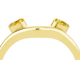 Yellow gold Pear Cut Yellow Sapphire Two-Stone Open Band Ring with Prong Setting_22