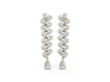 Yellow gold Pear Diamond Cascading Leaf Drop Earrings_6