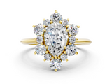 Yellow gold Pear Diamond Cluster Halo Ring with Solitaire Band and Four-Prong Setting_20