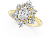 Yellow gold Pear Diamond Cluster Halo Ring with Solitaire Band and Four-Prong Setting_21