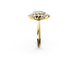 Yellow gold Pear Diamond Cluster Halo Ring with Solitaire Band and Four-Prong Setting_22