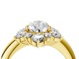 Yellow gold Pear Diamond Cluster Halo Ring with Solitaire Band and Four-Prong Setting_24