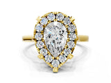 Yellow gold Pear Diamond Cluster Halo Solitaire with Four-Prong Setting_77