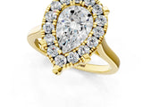 Yellow gold Pear Diamond Cluster Halo Solitaire with Four-Prong Setting_78