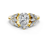 Yellow gold Pear Diamond Cluster Leaf Design Ring with Prong Setting_57