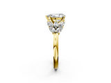 Yellow gold Pear Diamond Cluster Leaf Design Ring with Prong Setting_59