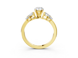 Yellow gold Pear Diamond Cluster Leaf Design Ring with Prong Setting_60