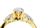 Yellow gold Pear Diamond Cluster Leaf Design Ring with Prong Setting_61