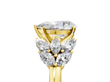 Yellow gold Pear Diamond Cluster Leaf Design Ring with Prong Setting_62