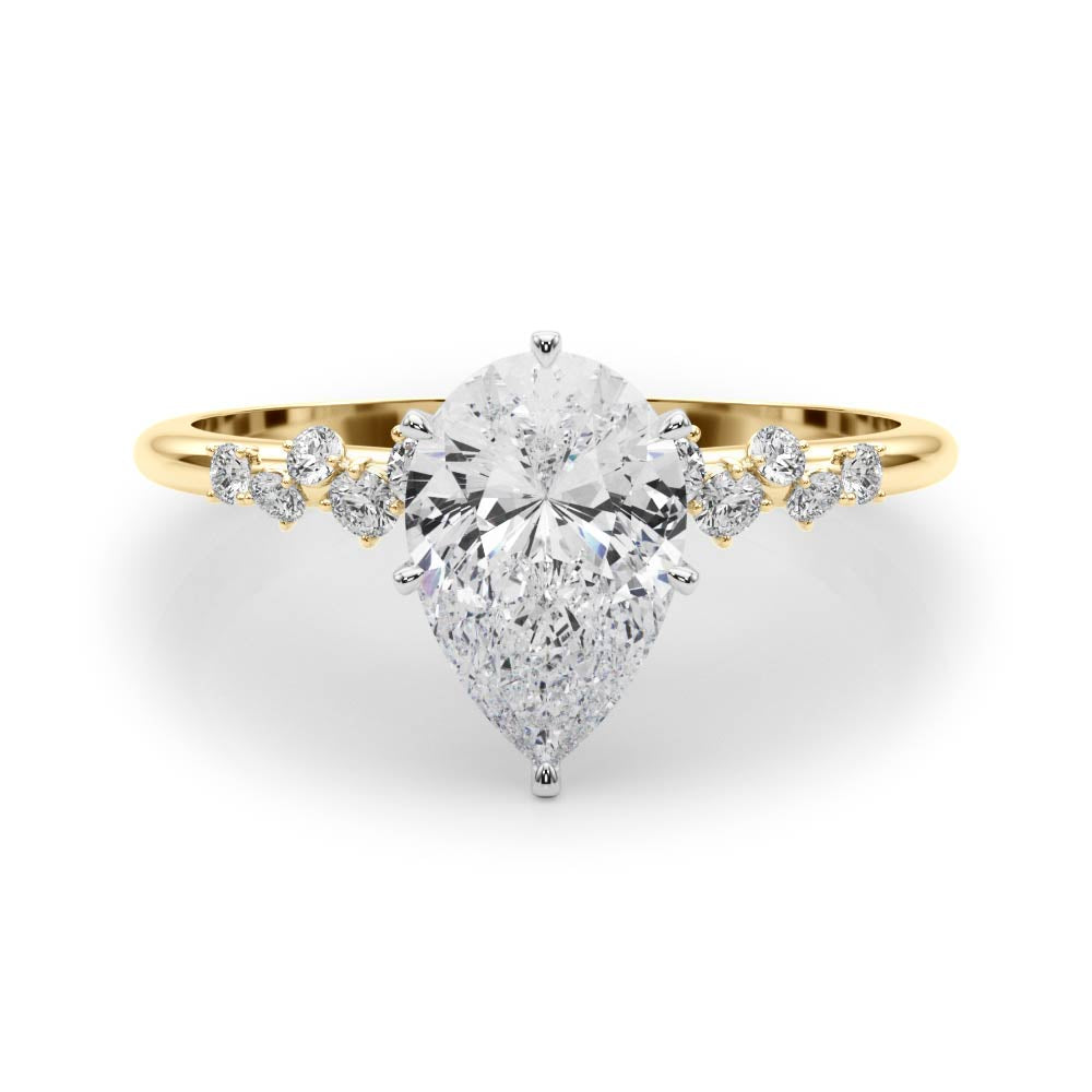 Yellow gold Pear Diamond Cluster Prong-Set Solitaire Ring 1