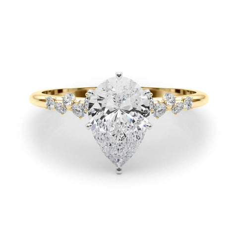 Yellow gold Pear Diamond Cluster Prong-Set Solitaire Ring 1