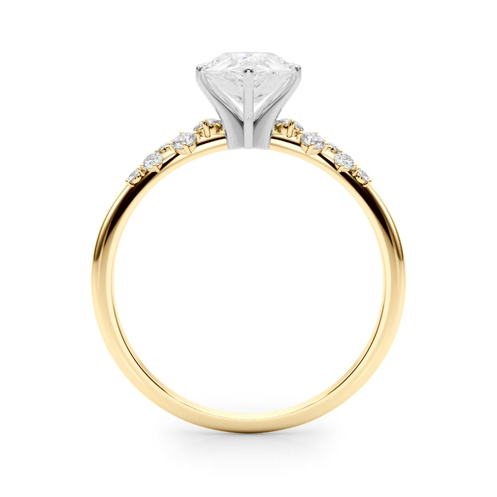 Yellow gold Pear Diamond Cluster Prong-Set Solitaire Ring 2