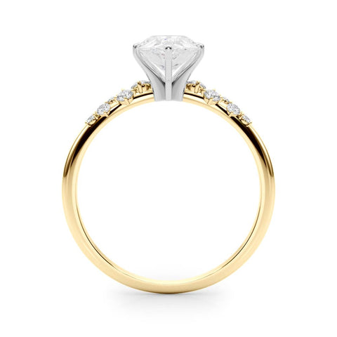 Yellow gold Pear Diamond Cluster Prong-Set Solitaire Ring 2