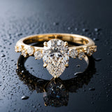 Yellow gold Pear Diamond Cluster Prong-Set Solitaire Ring_15