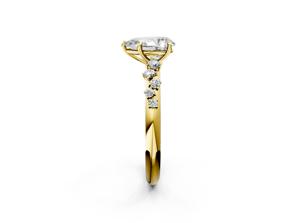 Yellow gold Pear Diamond Cluster Prong-Set Solitaire Ring