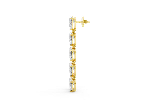 Yellow gold Pear Diamond Dangle Earrings with Pear Diamond Accents