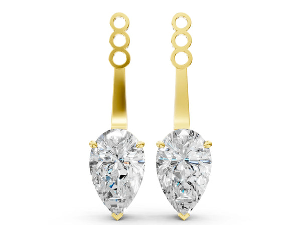 Yellow gold Pear Diamond Drop Earring Jackets