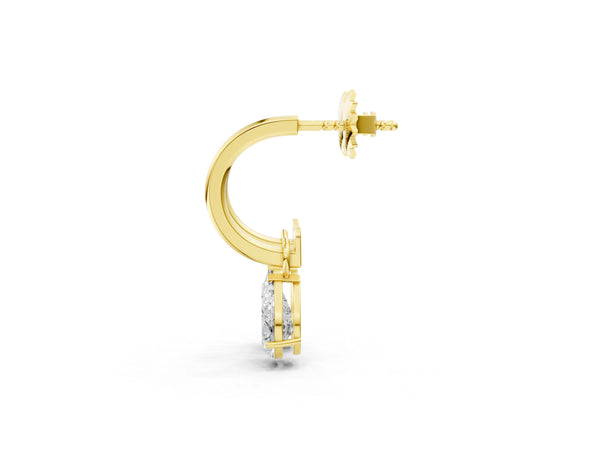 Yellow gold Pear Diamond Drop Earrings with Screw Back