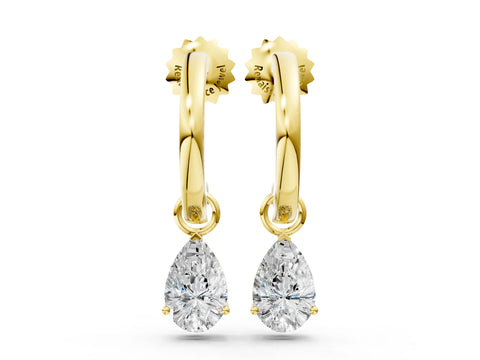 Yellow gold Pear Diamond Drop Earrings with Screw Back