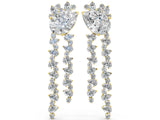 Yellow gold Pear Diamond Drop Earrings with Trilliant Diamond Cascades