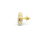 Yellow gold Pear Diamond Fan Stud Earrings with Marquise Lab Grown Diamond Accents_5