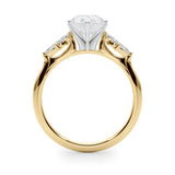 Yellow gold Pear Diamond Floral Cluster Ring with Marquise Side Stones and Six-Prong Solitaire Setting 2