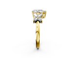 Yellow gold Pear Diamond Floral Cluster Ring with Solitaire Band and Prong Setting_84