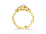 Yellow gold Pear Diamond Floral Cluster Ring with Solitaire Band and Prong Setting_85