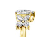 Yellow gold Pear Diamond Floral Cluster Ring with Solitaire Band and Prong Setting_87