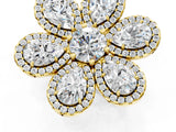 Yellow gold Pear Diamond Floral Promise Ring with Round Diamond Center_1