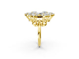 Yellow gold Pear Diamond Floral Promise Ring with Round Diamond Center_2