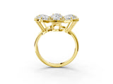 Yellow gold Pear Diamond Floral Promise Ring with Round Diamond Center_3
