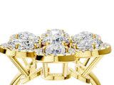 Yellow gold Pear Diamond Floral Promise Ring with Round Diamond Center_4