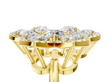 Yellow gold Pear Diamond Floral Promise Ring with Round Diamond Center_5