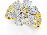Yellow gold Pear Diamond Floral Ring with Round Diamond Accents_1