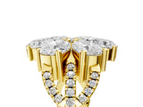 Yellow gold Pear Diamond Floral Ring with Round Diamond Accents_5