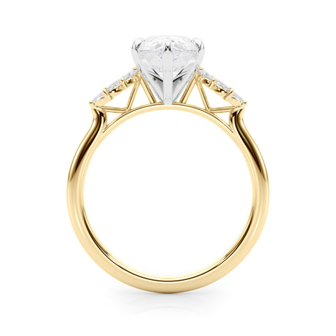 Yellow gold Pear Diamond Floral Side Stone Solitaire with Marquise Accents and Four-Prong Setting 2