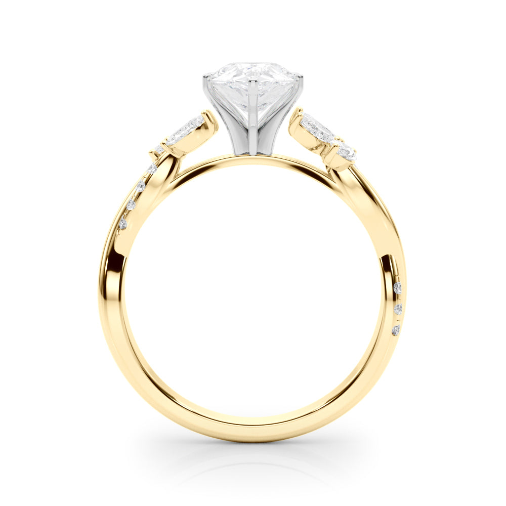 Yellow gold Pear Diamond Floral Vine Solitaire Engagement Ring 2
