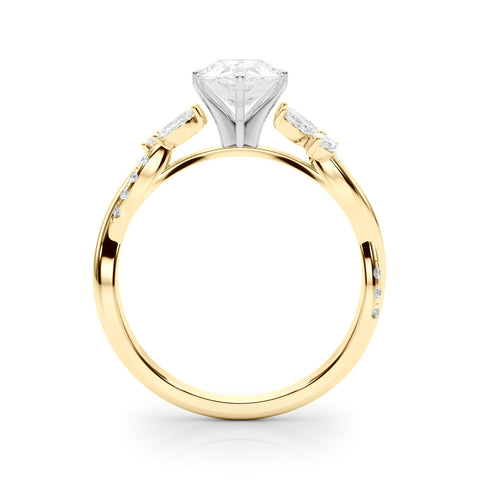 Yellow gold Pear Diamond Floral Vine Solitaire Engagement Ring 2