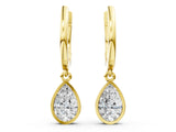 Yellow gold Pear Diamond Framed Huggie Drop Earrings_8