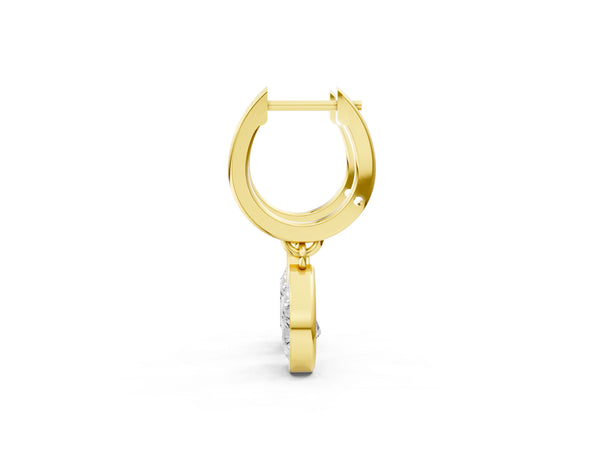 Yellow gold Pear Diamond Framed Huggie Drop Earrings