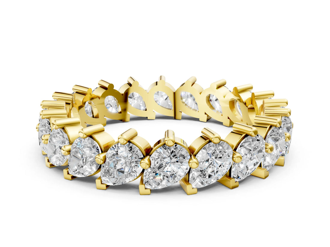 Yellow gold Pear Diamond Full Eternity Band with Shared Prong Setting