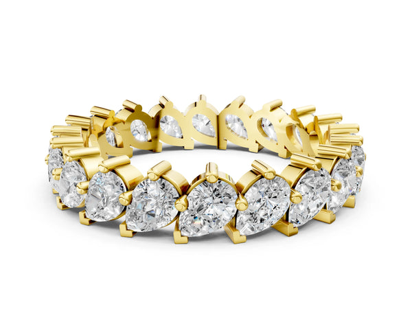 Yellow gold Pear Diamond Full Eternity Band with Shared Prong Setting